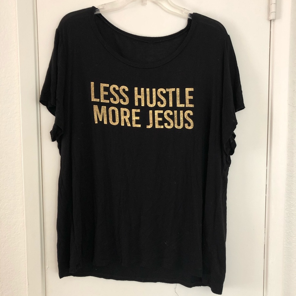 Less Hustle More Jesus black & gold graphic Shirt
